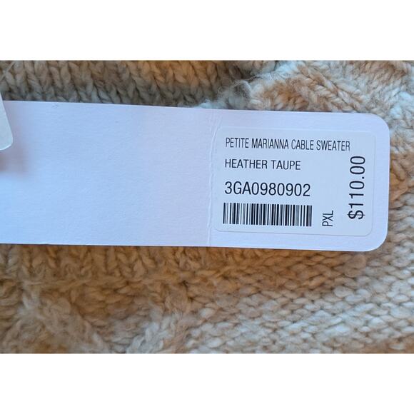 NEW Soft Surroundings Marianna Sweater PXL Heather Taupe Cable Knit Crewneck - Picture 9 of 10